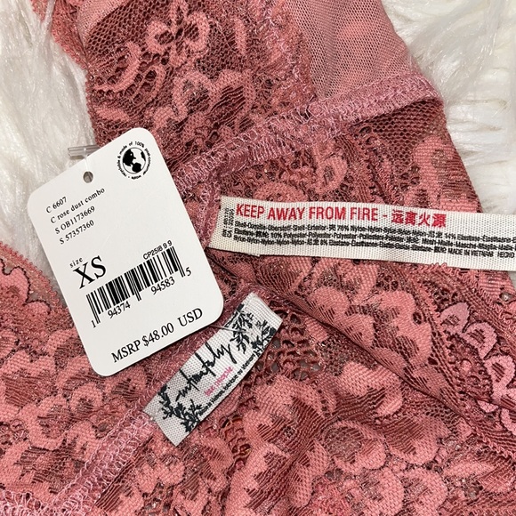 NWT Free People Intimately Rose Dust Lace Top - Picture 7 of 8